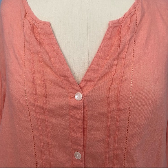 Peach Linen Blouse – Size 1X -Liz Claiborne Woman - Picture 2 of 5